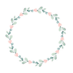 watercolor flower circle frame.