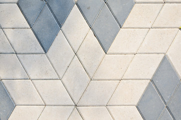 Gray Concrete Rhomboid Shape Paving Stone Texture. Sidewalk Background Concept