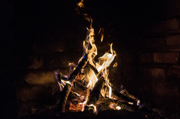 the fire in the furnace with sparks