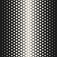 Vector halftone seamless pattern, monochrome geometric texture, round shapes