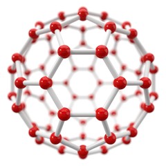 spherical molecule model on white background.