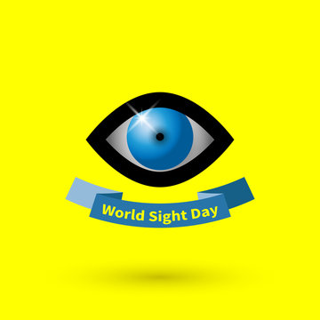 World Sight Day vector icon. Colorful eye pictogram on yellow background.
