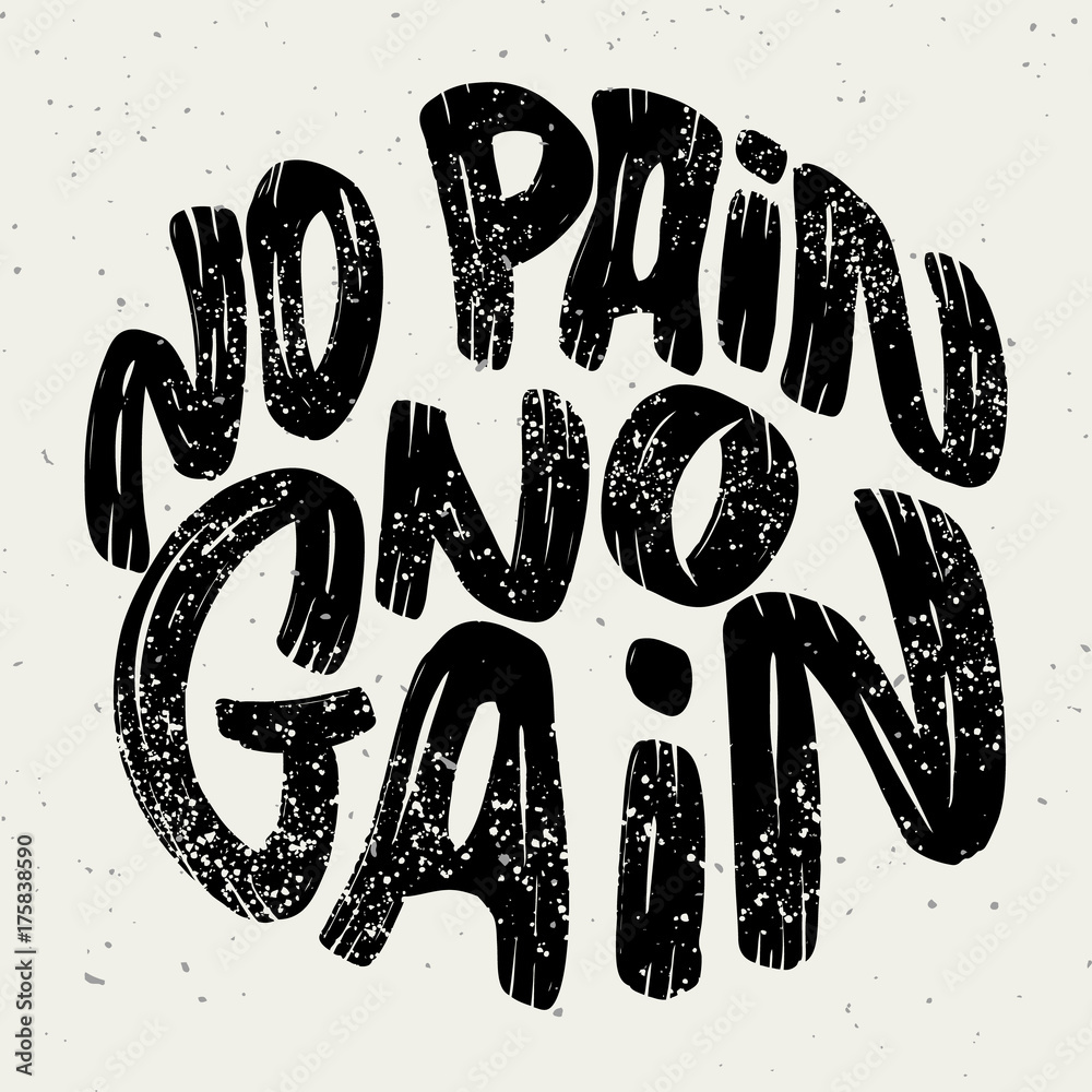 Wall mural no pain no gain. Lettering phrase on white background.