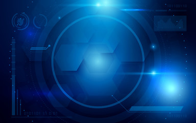 Fototapeta premium Abstract interface virtual future technology system health and care info concept on blue background