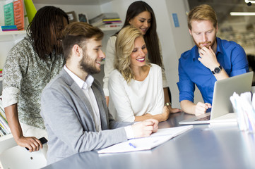 Group of young multiracial people in modern office