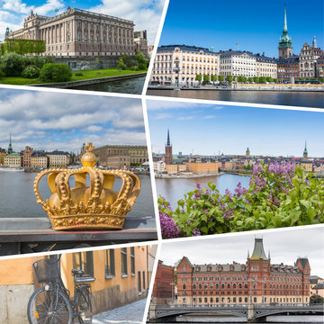 Collage of Stocholm Sweden images - travel background (my photos)