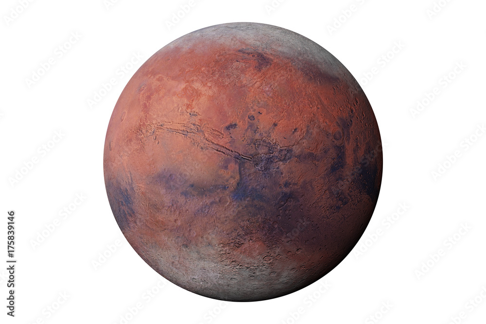 Canvas Prints planet mars during the martian winter, isolated on white background