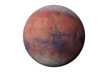 planet Mars during the Martian winter, isolated on white background © dottedyeti