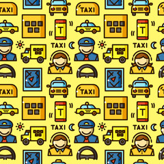 Taxi seamless pattern vector illustration