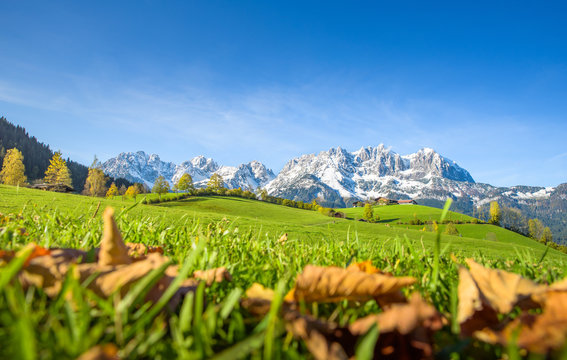 Idyllic austrian landscape in autumn, Kitzbühel, Tyrol, Austria