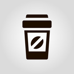 Hot drinks as coffee or tea take away or take-out cup icon, isolated flat vector beverage sign.