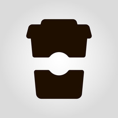 Hot drinks as coffee or tea take away or take-out cup icon, isolated flat vector beverage sign.