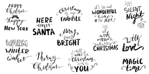 Set of Christmas lettering handwritten