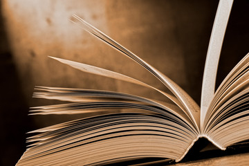 Composition with open book on the table