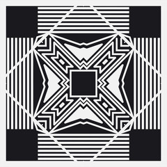 Black and white art deco ornamental background. Template for design. Vector illustration eps10