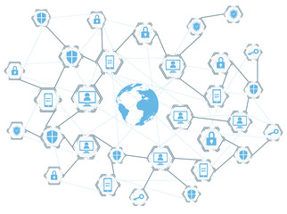 global network connection, internet protection vector concept