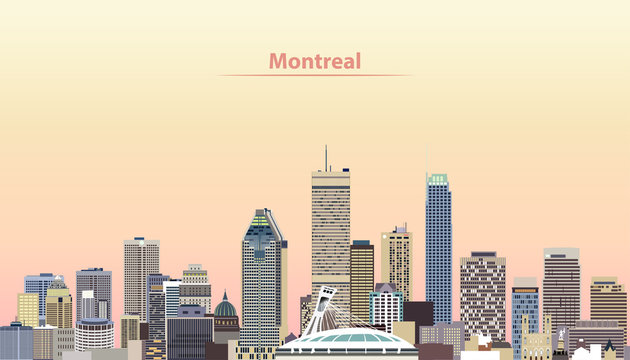 Montreal city skyline at sunrise vector illustration