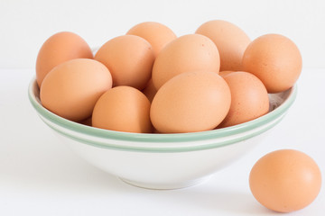 raw chicken eggs closeup