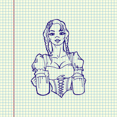 Oktoberfest girl holding the beers