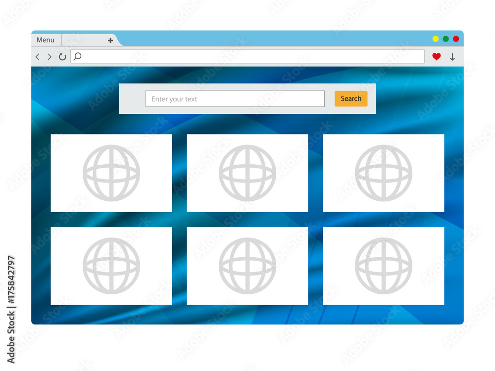 Canvas Prints browser interface. open internet browser window in flat style. design simple blank web page. vector 