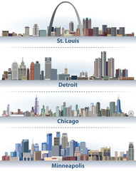 Naklejka premium United States cities skylines vector illustrations