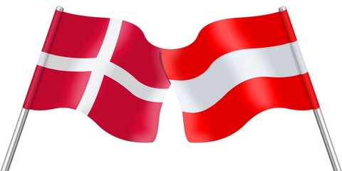 Flags. Denmark and Austria