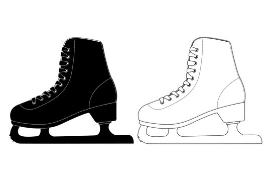 Skate. Flat black and white icons