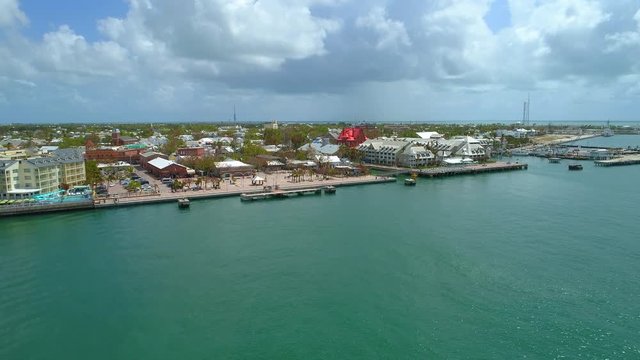 Aerial tour Mallory Square Key West FL 4k