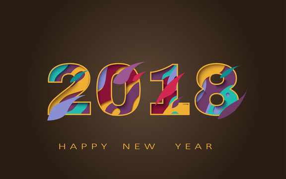 2018 happy new year, abstract design 3d, vector illustration