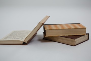 Books on white background