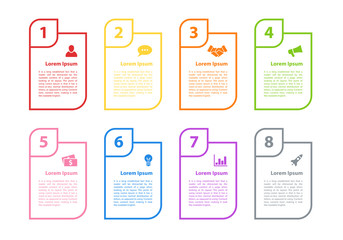 Infographic design business concept vector illustration with 8 steps or options or processes represent work flow or diagram for annual report or presentation 