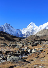 beautiful mountain landscape on the way to everest base camp