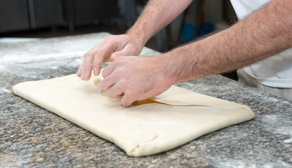 preparation of the puff pastry in the baker