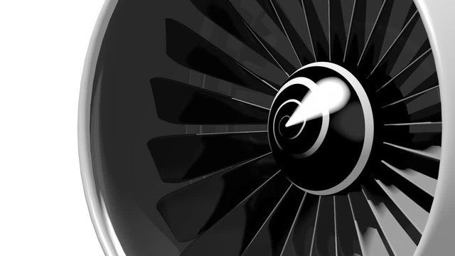 3D plane engine/ jet engine - blades, white background.