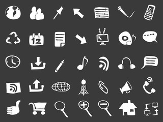 doodle web icons on black background