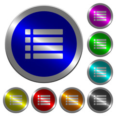 Unordered list luminous coin-like round color buttons