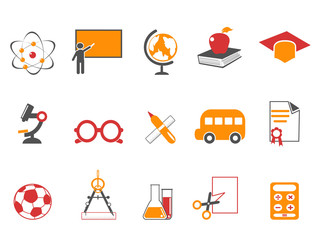 orange education icons set