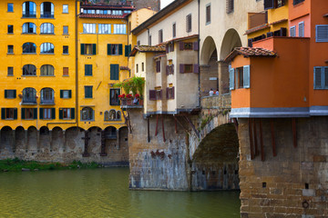 Fototapeta na wymiar View of Gold (Ponte Vecchio) Bridge in Florence, Italy