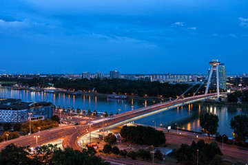 Obraz premium Bratislava City Evening Cityscape in Slovakia