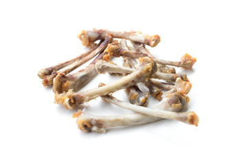 Fried chicken bones isolated on white background