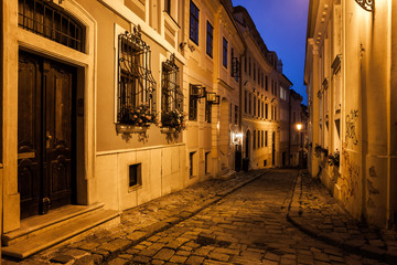 Fototapeta na wymiar Bratislava Old Town at Night in Slovakia