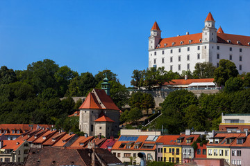 Fototapeta na wymiar Bratislava Houses and Castle in Slovakia