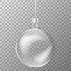 Crystal ball hanging decoration on transparent background. Vector.