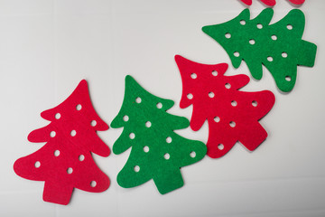 abstract red and green christmas trees