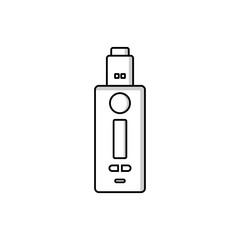 black and white cartoon electric cigarette - vaporizer vector