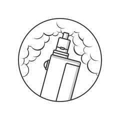 black and white cartoon electric cigarette - vaporizer vector