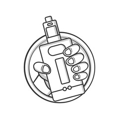black and white cartoon electric cigarette - vaporizer vector