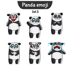 Vector set of cute panda characters. Set 3