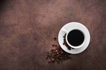 Aroma coffee cup with roasted beans