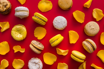 sweet macaroon cake with yellow flowers
